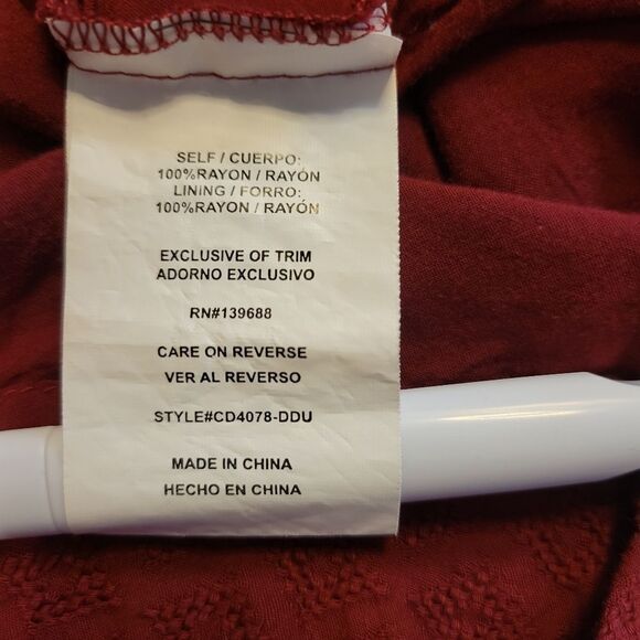 Coco + Jaimeson Maroon Pintuck Lace Detail Long Sleeve Boho Midi Dress - Picture 9 of 13